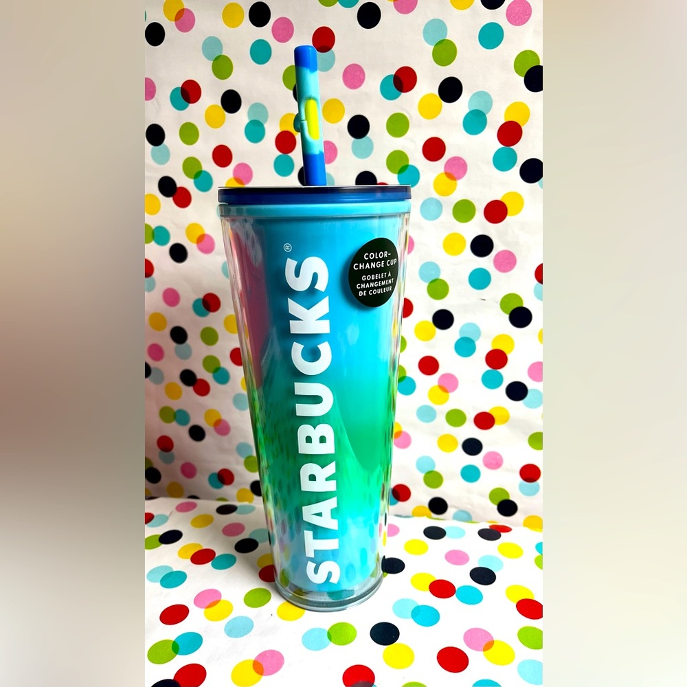 💙💚Starbucks Blossom Color Change W/Swirl Straw Topper Venti 24oz Cold Cup